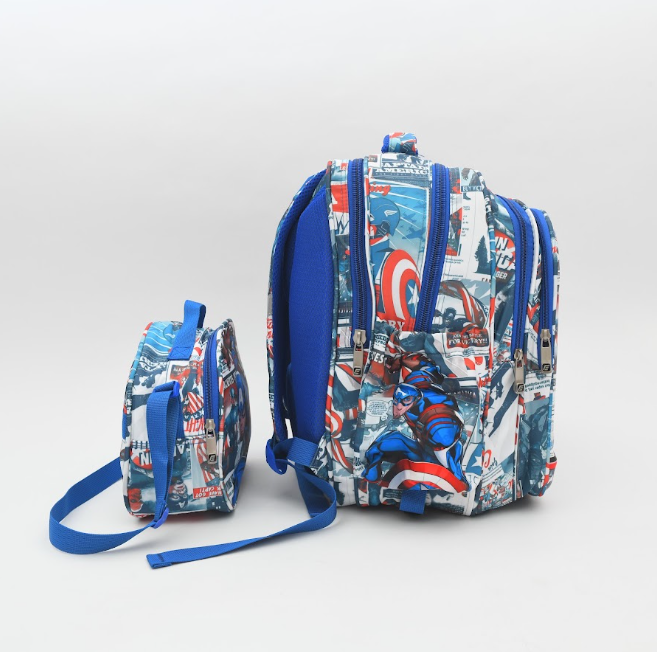 3-in-1 Captain America Hero School Bag Set – Backpack, Lunch Bag & Pencil Case