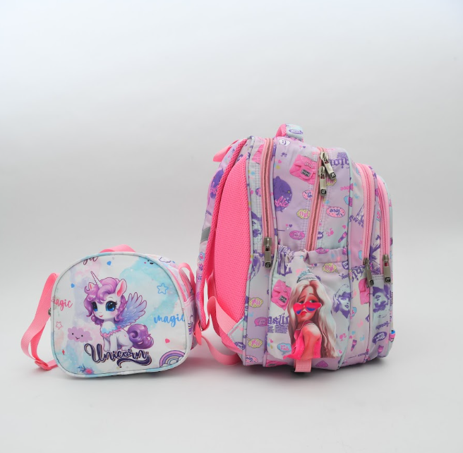 Barbie Fashion & Pastel Unicorn 3-Piece Kids School Backpack Set