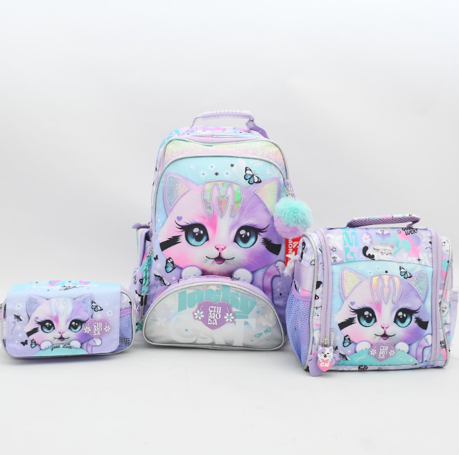 3-in-1 Lovely Kitty School Bag Set – Backpack, Lunch Bag & Pencil Case