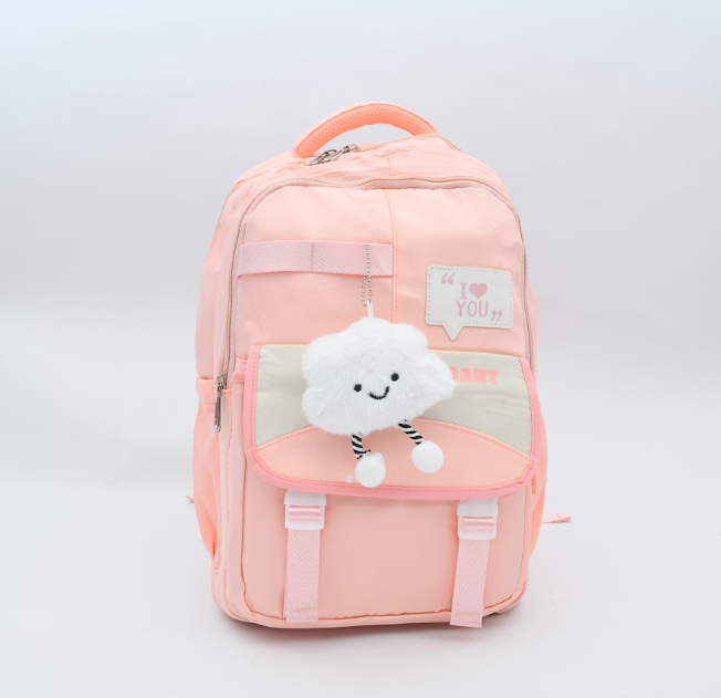 "I Love You" Patch Aesthetic Backpack with Soft Cloud Plush Keychain