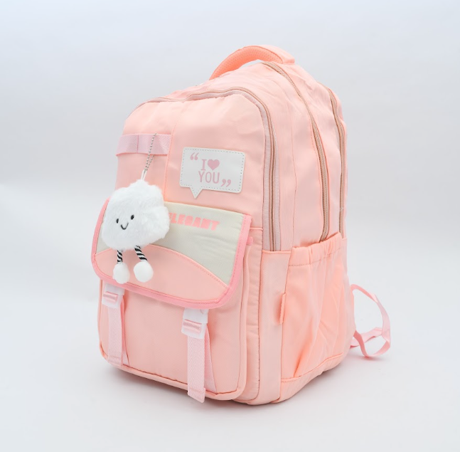 "I Love You" Patch Aesthetic Backpack with Soft Cloud Plush Keychain