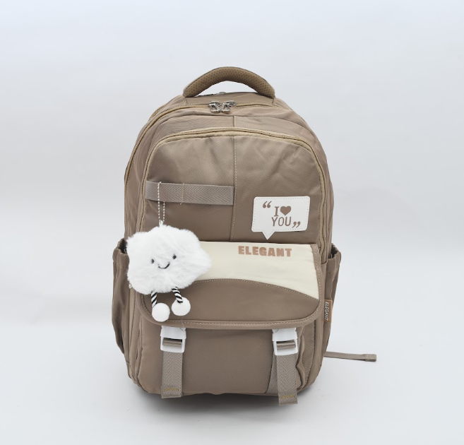 "I Love You" Patch Aesthetic Backpack with Soft Cloud Plush Keychain