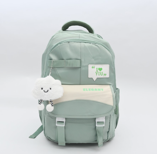 "I Love You" Patch Aesthetic Backpack with Soft Cloud Plush Keychain