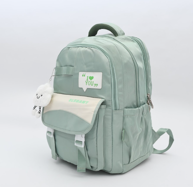 "I Love You" Patch Aesthetic Backpack with Soft Cloud Plush Keychain