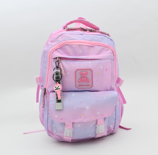 Kawaii Starry Gradient Backpack with Matching Teddy Charm