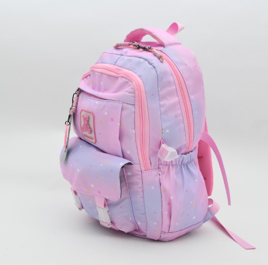 Kawaii Starry Gradient Backpack with Matching Teddy Charm