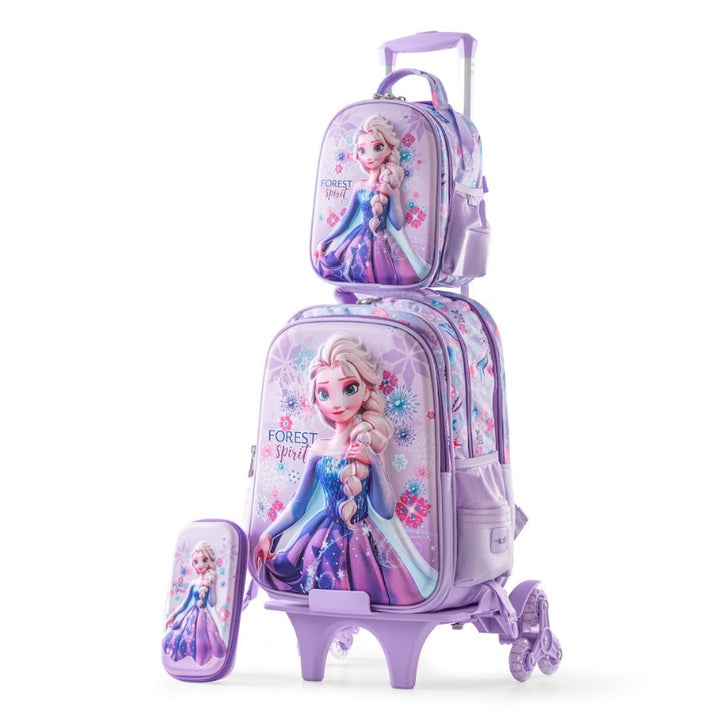Disney Frozen Elsa 3D 'Forest Spirit' Stair-Climbing Trolley School Bag Set - 3 Pieces