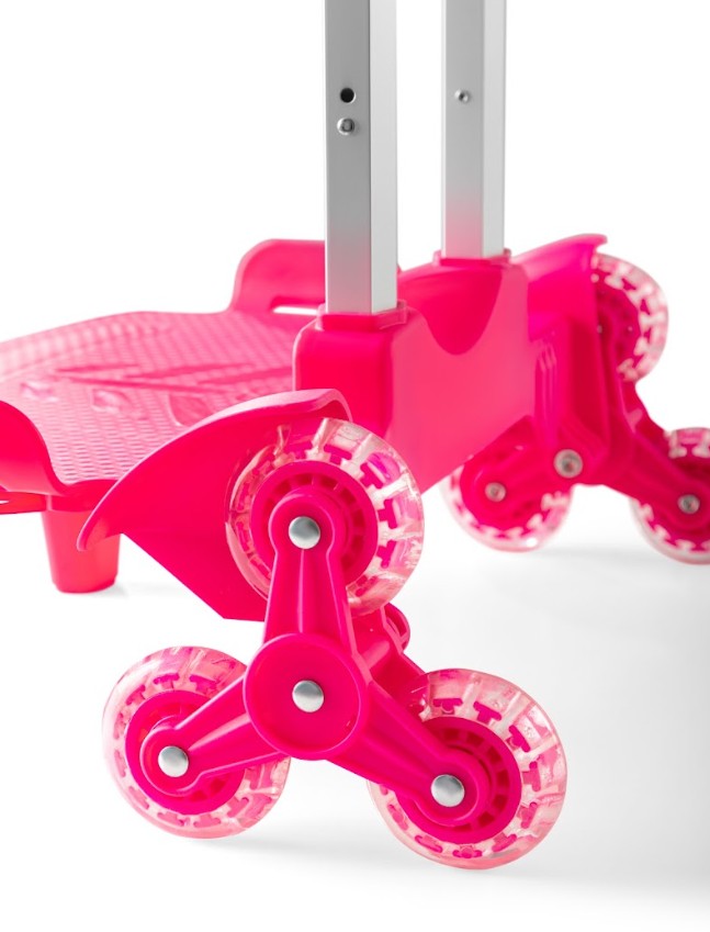 3D Pink Princess Hearts 3-Piece Stair-Climbing Trolley School Bag Set