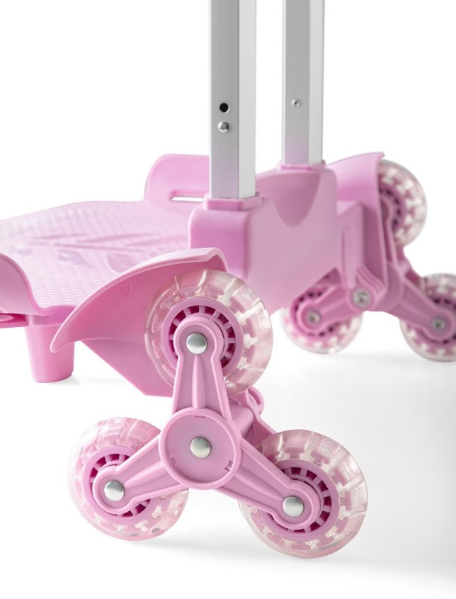 Kuromi 3D Embossed 3-Piece Stair-Climbing Trolley School Bag Set - Pink Striped
