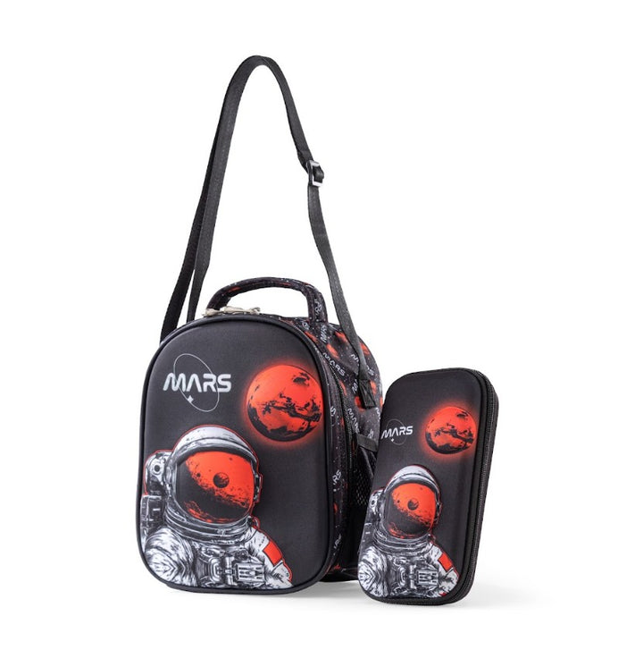 3D Mars Astronaut Space Explorer 3-Piece Stair-Climbing Trolley School Bag Set