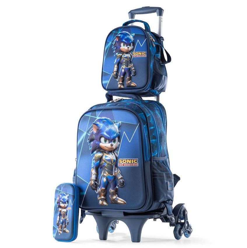 Sonic Armored Hero 3D Trolley School Bag Set