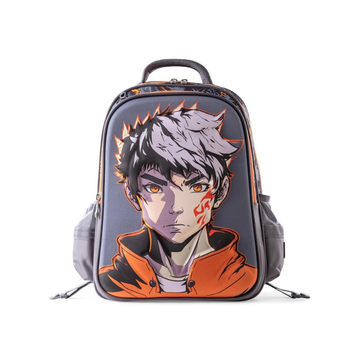 Anime Flame Boy 3D Trolley School Bag Set