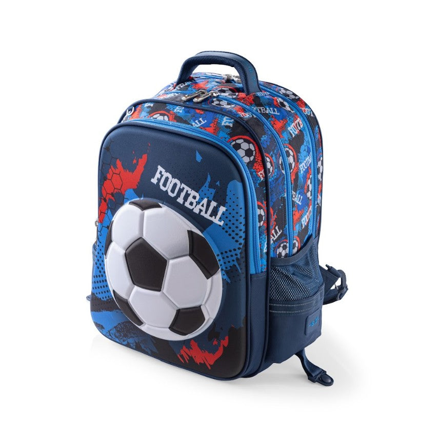 3D Football Relief Trolley School Bag Set