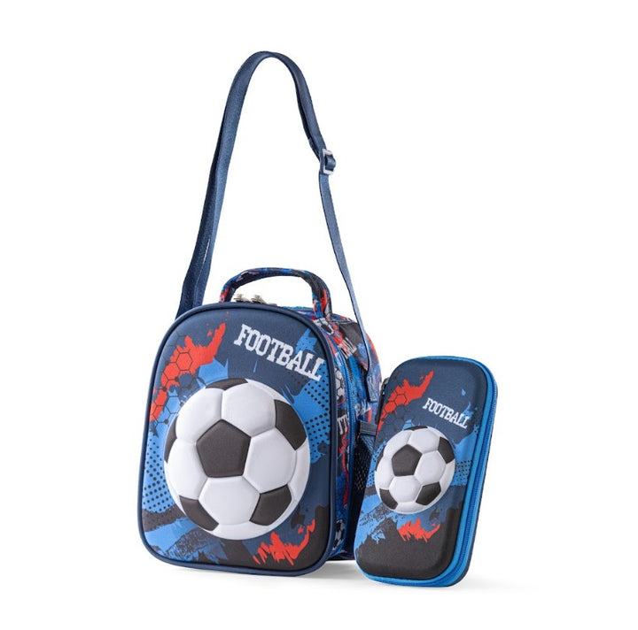 3D Football Relief Trolley School Bag Set