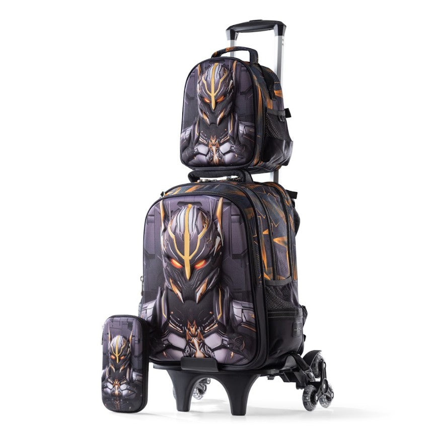 3D Robotic Mecha Knight Trolley School Bag Set