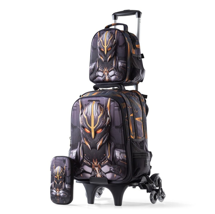 3D Robotic Mecha Knight Trolley School Bag Set