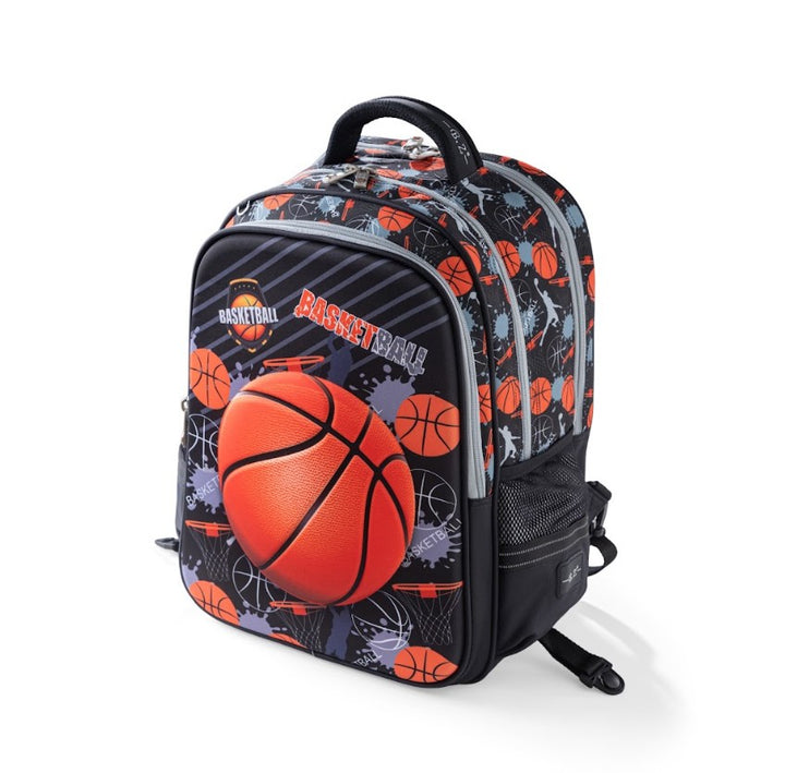 3D Basketball Relief Trolley School Bag Set