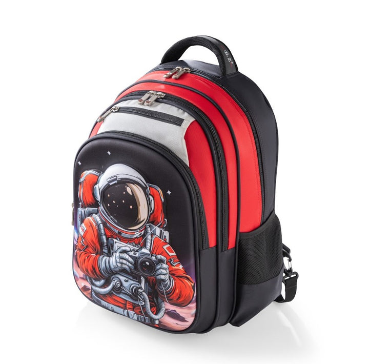 3D Red Astronaut Space Photographer 3-Piece Stair-Climbing Trolley School Bag Set