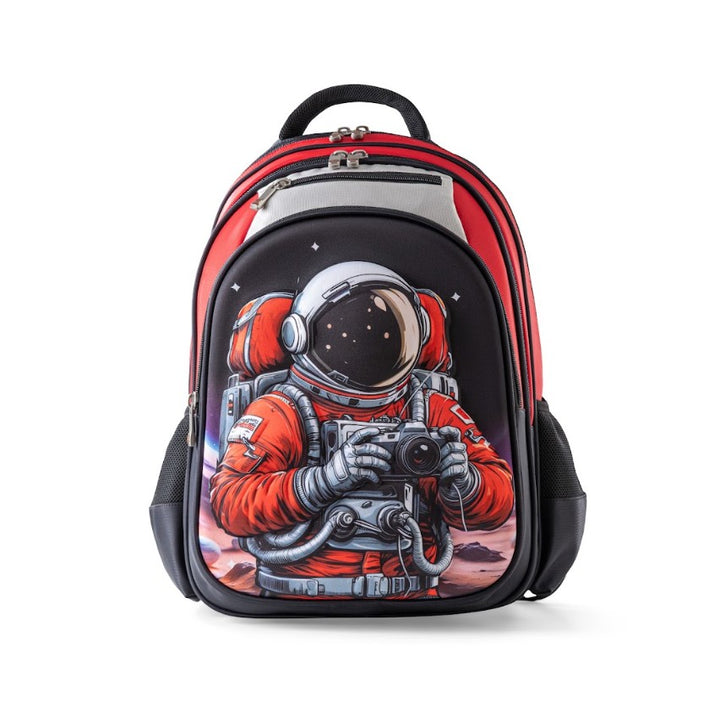 3D Red Astronaut Space Photographer 3-Piece Stair-Climbing Trolley School Bag Set