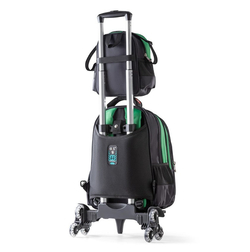 3D Green Lightning Anime Hero Deku 3-Piece Stair-Climbing Trolley School Bag Set