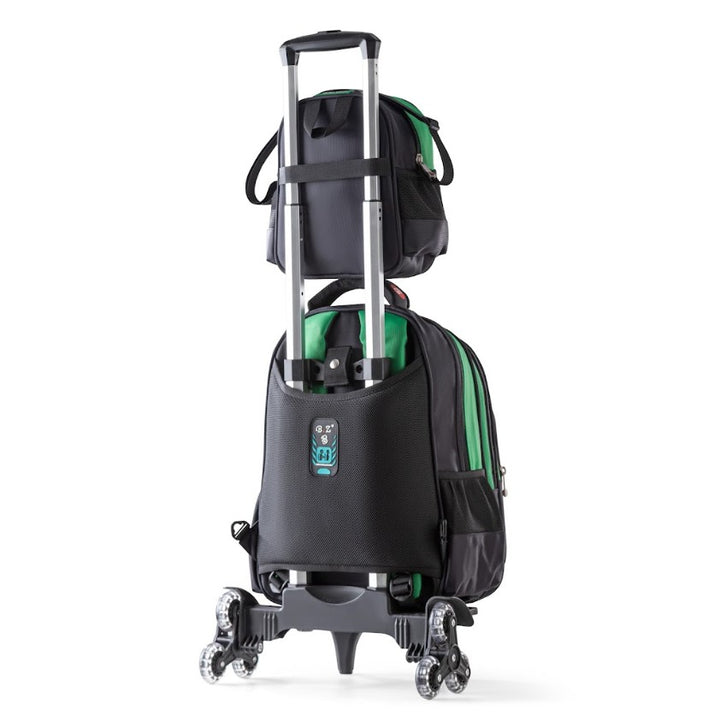 3D Green Lightning Anime Hero Deku 3-Piece Stair-Climbing Trolley School Bag Set