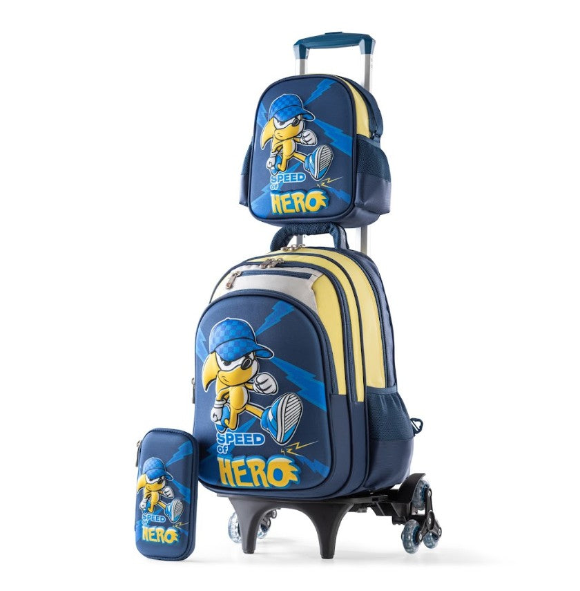 3D Speed of Hero Trolley School Bag Set