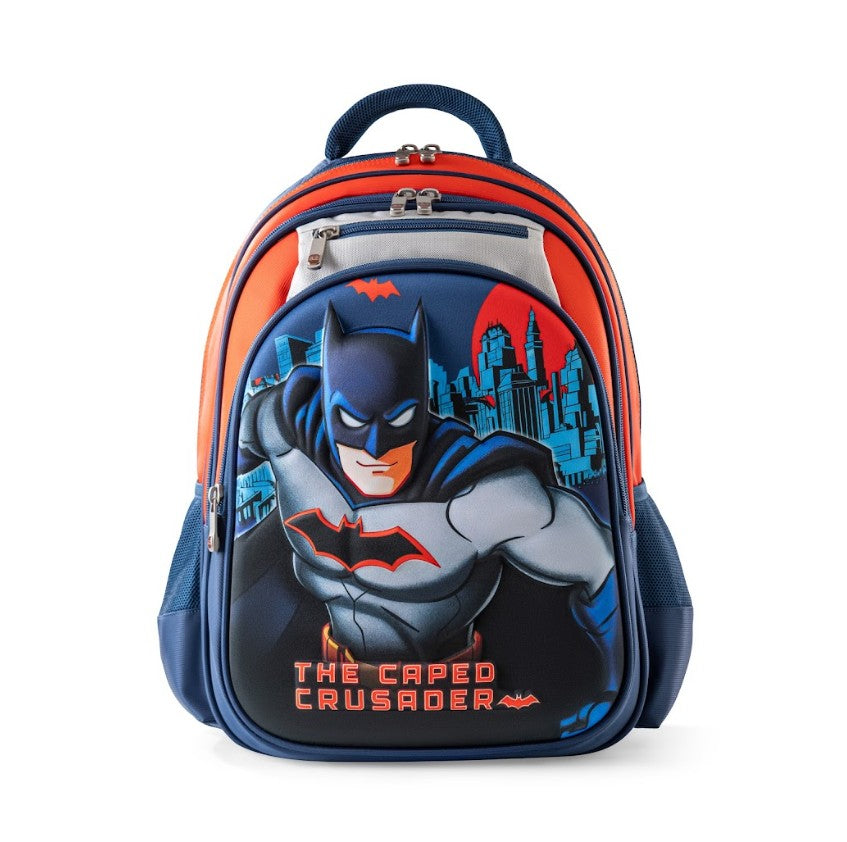 3D Batman Caped Crusader Blue 3-Piece Stair-Climbing Trolley School Bag Set