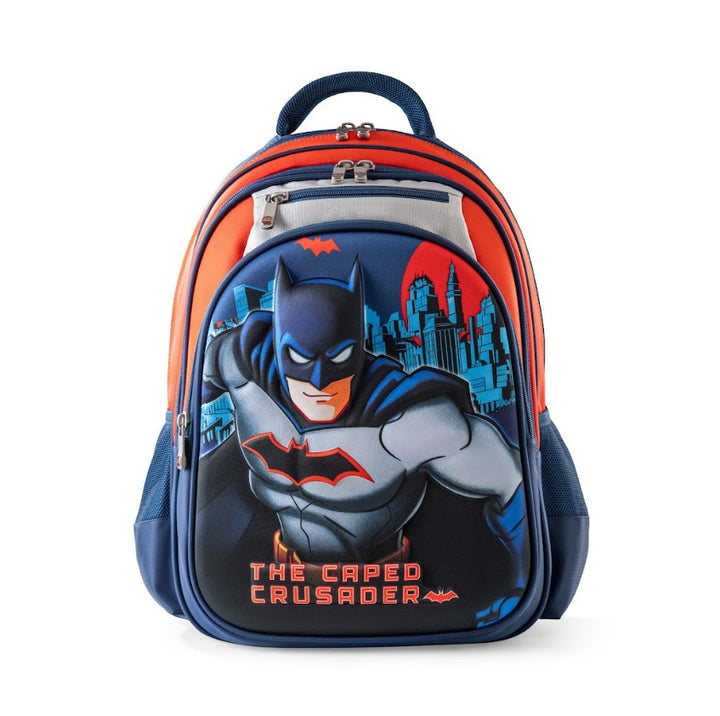 3D Batman Caped Crusader Blue 3-Piece Stair-Climbing Trolley School Bag Set