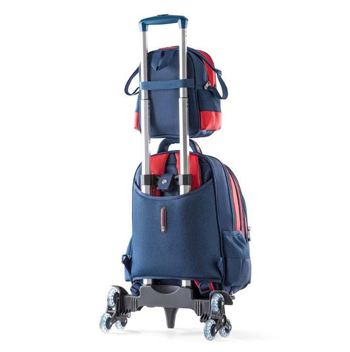 3D Batman Caped Crusader Blue 3-Piece Stair-Climbing Trolley School Bag Set