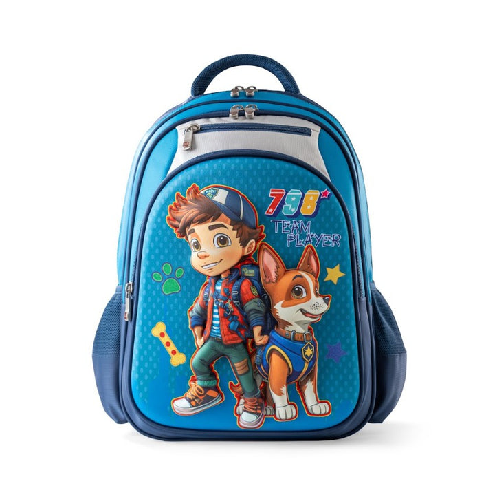 3D Team Player Boy & Dog Trolley School Bag Set