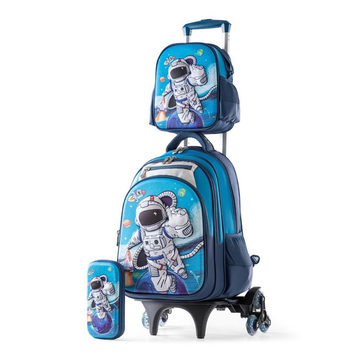 3D Astronaut Galaxy Explorer Trolley School Bag Set