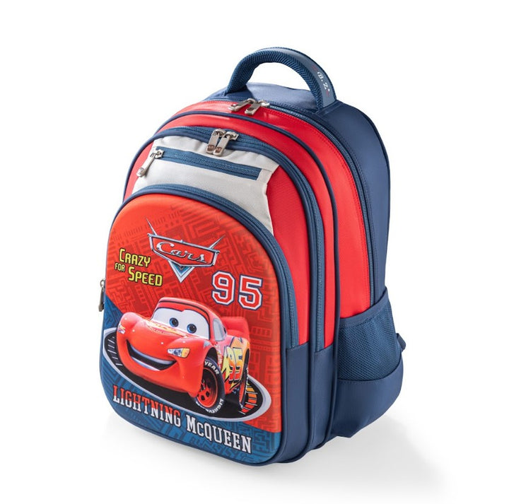 3D Lightning McQueen Crazy For Speed Trolley School Bag Set