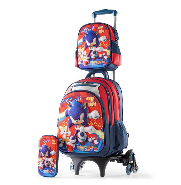 3D Sonic Gotta Go Fast Trolley School Bag Set
