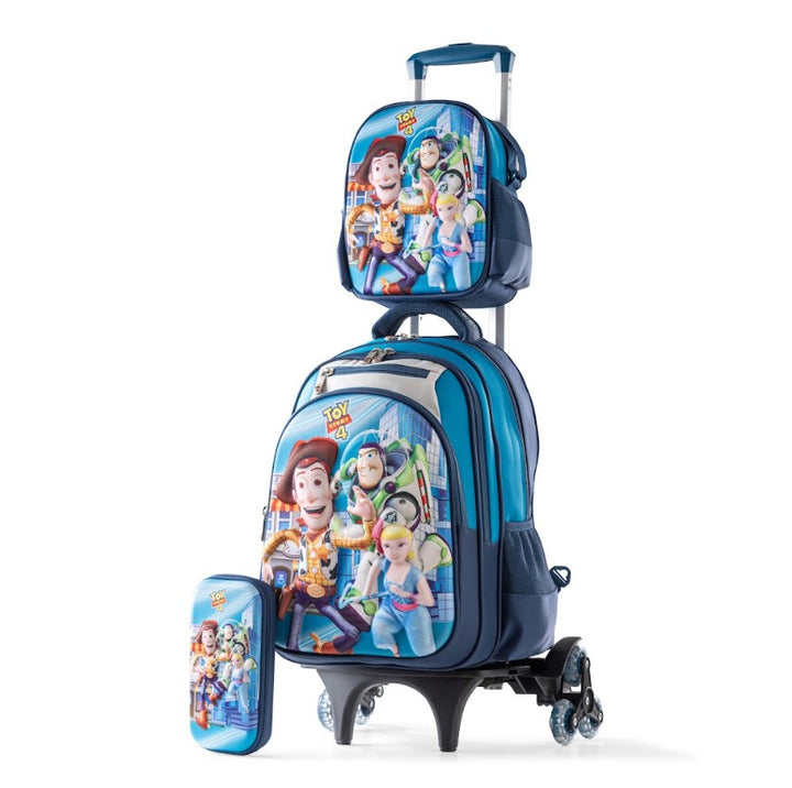 3D Toy Story 4 Woody Buzz & Bo Peep Trolley School Bag Set
