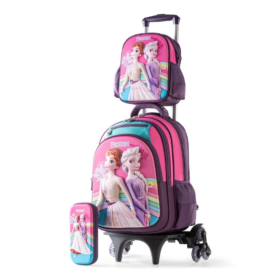 Frozen Snow Kingdom 3-Piece Stair-Climbing Trolley Backpack Set