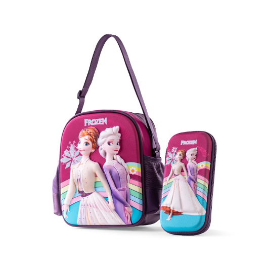 3D Frozen Princesses 6-Wheel Rolling School Backpack Bundle