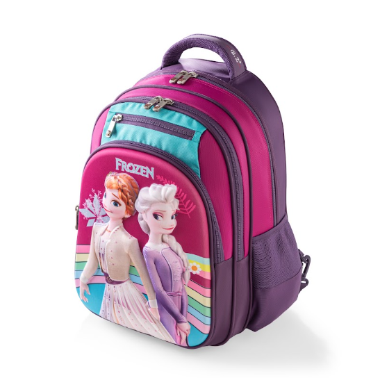 3D Frozen Princesses 6-Wheel Rolling School Backpack Bundle