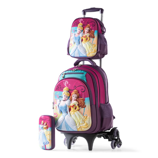 Fairytale Princesses 3D Embossed Trolley School Bag Set (3-in-1)