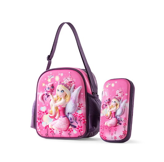 Magical Fairy & Pet 3D Embossed Trolley School Bag Set (3-in-1)