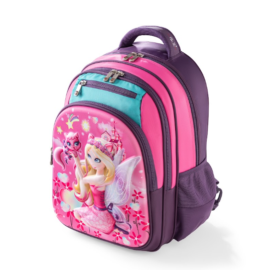 Magical Fairy & Pet 3D Embossed Trolley School Bag Set (3-in-1)