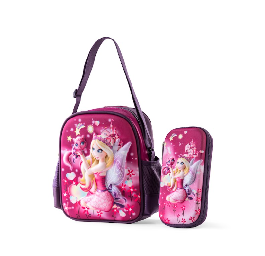Enchanted Fairy Princess 3D Embossed Trolley School Bag Set (3-in-1)