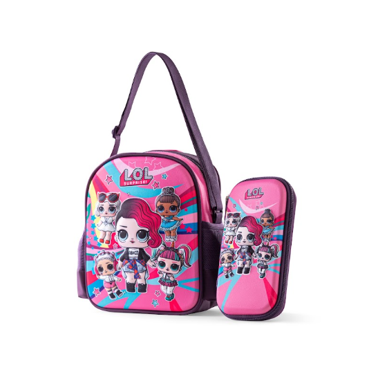 LOL Surprise Dolls 3D Embossed Trolley School Bag Set (3-in-1)