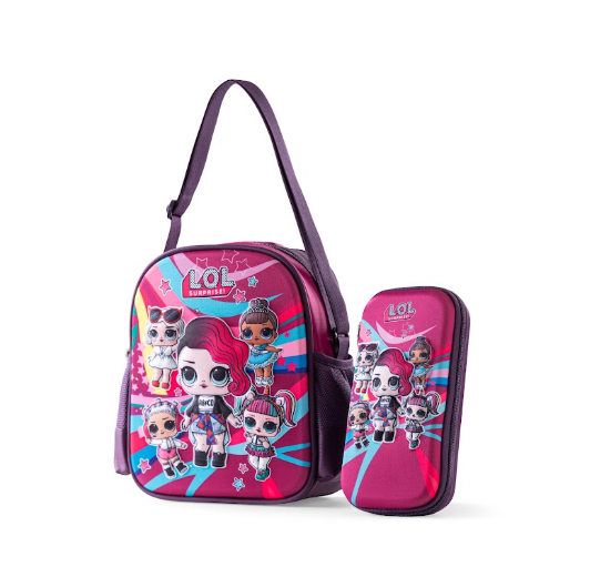 LOL Surprise Dolls 3D Embossed Trolley School Bag Set (3-in-1)