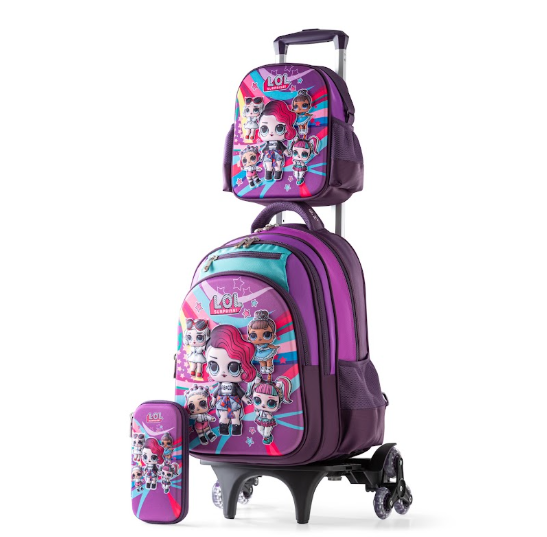 LOL Surprise Dolls 3D Embossed Trolley School Bag Set (3-in-1)