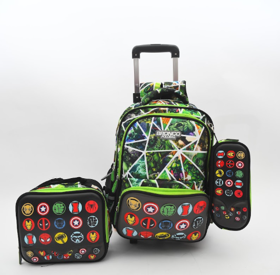 Avengers Superhero Geometric Trolley School Bag Set (3-in-1)