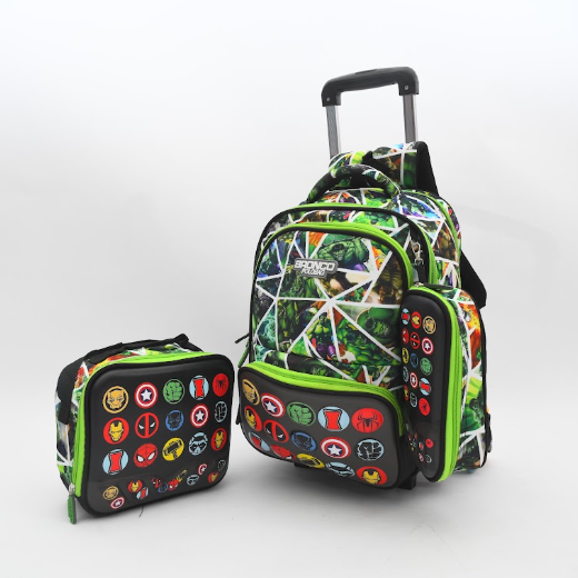 Avengers Superhero Geometric Trolley School Bag Set (3-in-1)