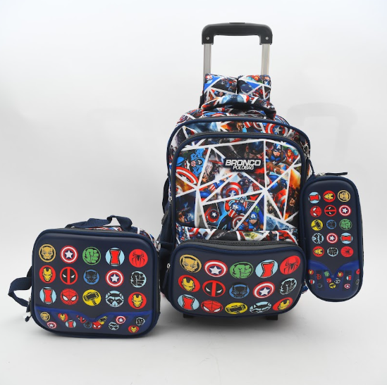Captain America Avengers Geometric Trolley School Bag Set (3-in-1)