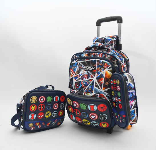 Captain America Avengers Geometric Trolley School Bag Set (3-in-1)