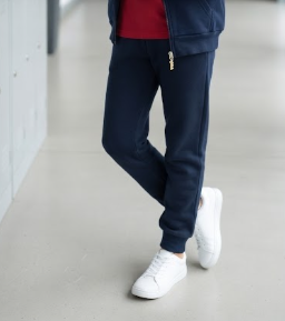 100% Cotton Navy Blue Cuffed Jogger Sweatpants