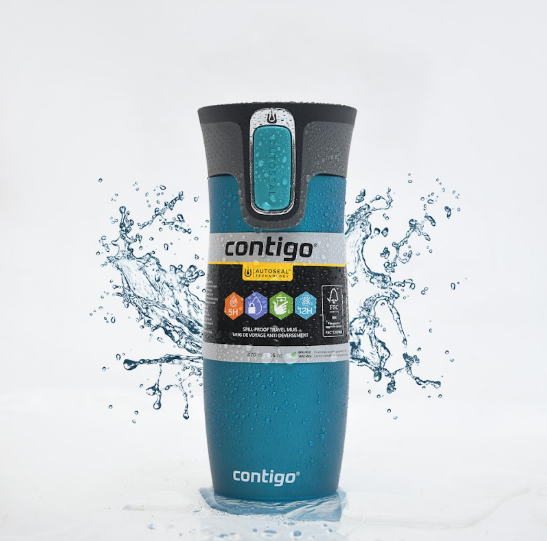 Contigo Autoseal West Loop Stainless Steel Travel Mug ( 470 ML ) - Teal / Metallic Blue